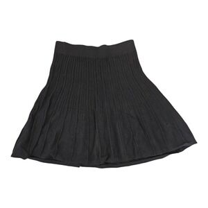Cabi Black Knit Pleated Flared Skirt Womens XS 100% Cotton Chic Fun Flirty